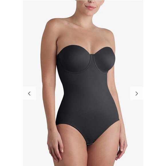 MIRACLESUIT Womens Sz 40D Black Shape Away Ex Firm Control Strapless Bodybriefer - Picture 1 of 10